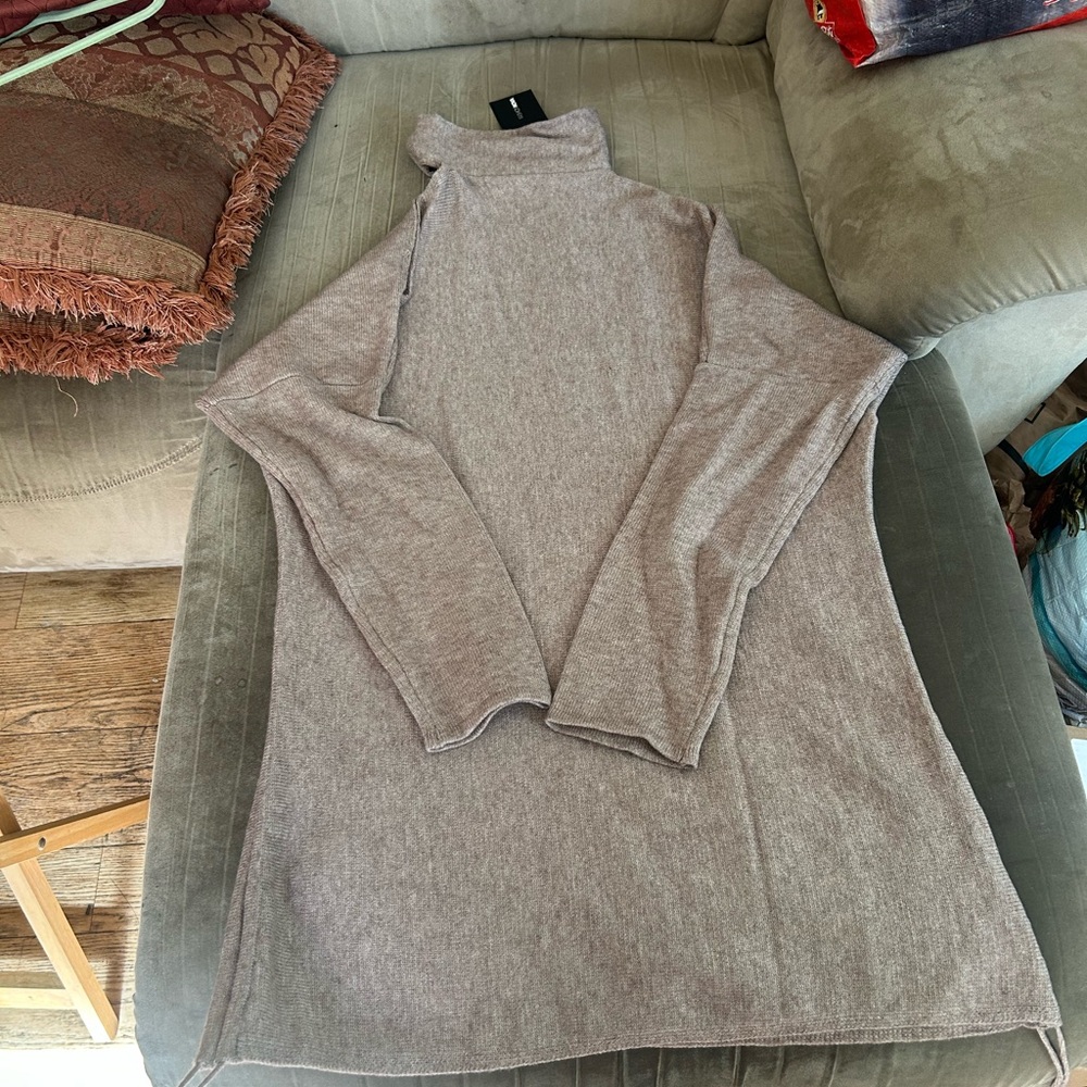 NWT Fashion Nova Women's Turtleneck Sweater Dress in Taupe 2x